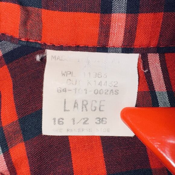 Vintage Karman Shirt Men Large Check Red Plaid Pearl Snap Western Cowboy 80s USA - Picture 6 of 7